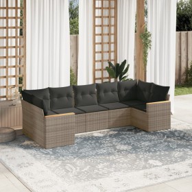 7-piece garden sofa set with gray PE rattan cushions by , Garden sets - Ref: Foro24-3226270, Price: 496,64 €, Discount: %