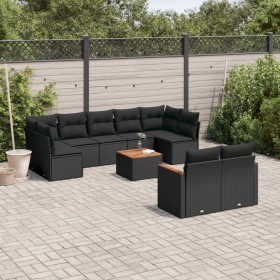 Gartensofa-Set 10-teilig mit schwarzen synthetischen Rattankissen von , Gartensets - Ref: Foro24-3226293, Preis: 586,34 €, Ra...