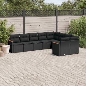 8-teiliges Gartensofa-Set und schwarze synthetische Rattankissen von , Gartensets - Ref: Foro24-3226300, Preis: 543,59 €, Rab...