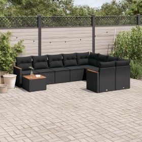 Gartensofa-Set 10-teilig mit schwarzen synthetischen Rattankissen von , Gartensets - Ref: Foro24-3226314, Preis: 585,69 €, Ra...