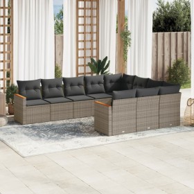 10-piece garden sofa set with gray synthetic rattan cushions by , Garden sets - Ref: Foro24-3226340, Price: 638,38 €, Discoun...