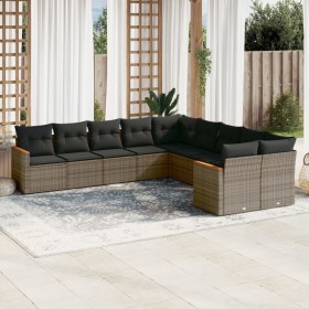 10-piece garden sofa set with gray synthetic rattan cushions by , Garden sets - Ref: Foro24-3226354, Price: 660,87 €, Discoun...