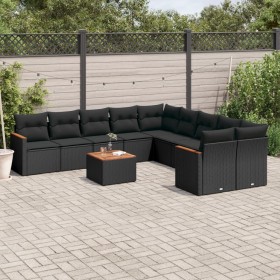 11-teiliges Gartensofa-Set und schwarze synthetische Rattankissen von , Gartensets - Ref: Foro24-3226356, Preis: 647,47 €, Ra...