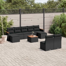 Gartensofa-Set 10-teilig mit schwarzen synthetischen Rattankissen von , Gartensets - Ref: Foro24-3226377, Preis: 528,73 €, Ra...