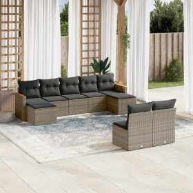 Set de muebles de jardín 9 pzas y cojines ratán sintético gris de , Conjuntos de jardín - Ref: Foro24-3226375, Precio: 514,77...