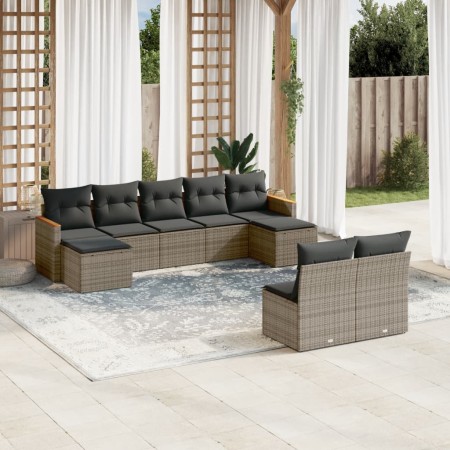 9-piece garden furniture set and gray synthetic rattan cushions by , Garden sets - Ref: Foro24-3226375, Price: 518,93 €, Disc...