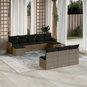 10-piece garden sofa set with gray synthetic rattan cushions by , Garden sets - Ref: Foro24-3226389, Price: 565,99 €, Discoun...