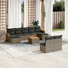 Set de sofás de jardín 10 pzas con cojines ratán sintético gris de , Conjuntos de jardín - Ref: Foro24-3226382, Precio: 567,2...