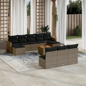 Set de sofás de jardín 11 pzas y cojines ratán sintético gris de , Conjuntos de jardín - Ref: Foro24-3226396, Precio: 604,99 ...