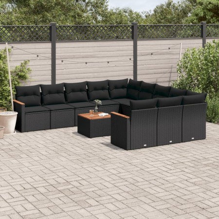 Gartensofa-Set 12-teilig mit schwarzen synthetischen Rattankissen von , Gartensets - Ref: Foro24-3226433, Preis: 714,03 €, Ra...