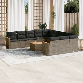 12-teiliges Gartensofa-Set mit grauen synthetischen Rattankissen von , Gartensets - Ref: Foro24-3226438, Preis: 729,93 €, Rab...