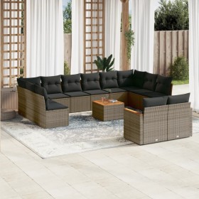 Gartensofa-Set mit Kissen, 13-teilig, graues synthetisches Rattan von , Gartensets - Ref: Foro24-3226452, Preis: 886,51 €, Ra...