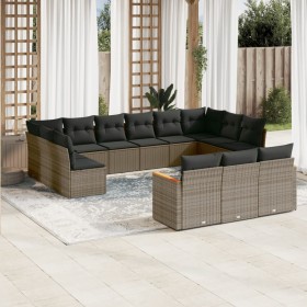 Gartensofa-Set mit Kissen, 13-teilig, graues synthetisches Rattan von , Gartensets - Ref: Foro24-3226459, Preis: 860,66 €, Ra...