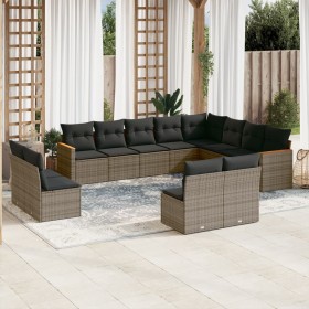 12-teiliges Gartensofa-Set mit grauen synthetischen Rattankissen von , Gartensets - Ref: Foro24-3226473, Preis: 734,69 €, Rab...