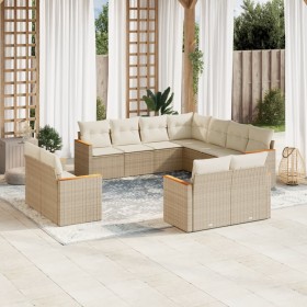 Set de sofás de jardín 11pzas con cojines ratán sintético beige de , Conjuntos de jardín - Ref: Foro24-3226499, Precio: 932,2...