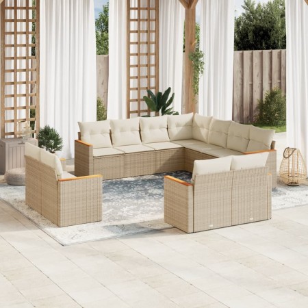 Set de sofás de jardín 11pzas con cojines ratán sintético beige de , Conjuntos de jardín - Ref: Foro24-3226499, Precio: 933,9...