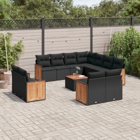 Gartensofa-Set 12-teilig mit schwarzen synthetischen Rattankissen von , Gartensets - Ref: Foro24-3226503, Preis: 770,70 €, Ra...