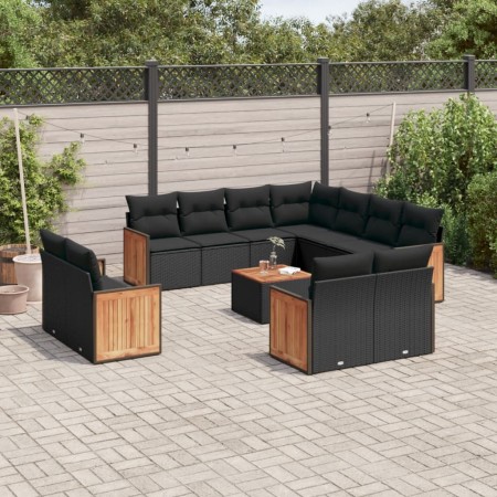 Gartensofa-Set 12-teilig mit schwarzen synthetischen Rattankissen von , Gartensets - Ref: Foro24-3226503, Preis: 768,92 €, Ra...