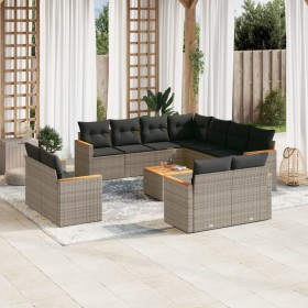 12-teiliges Gartensofa-Set mit grauen synthetischen Rattankissen von , Gartensets - Ref: Foro24-3226508, Preis: 824,99 €, Rab...