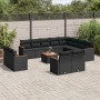 Garden sofa and cushion set 13 pieces black synthetic rattan by , Garden sets - Ref: Foro24-3226517, Price: 868,88 €, Discoun...