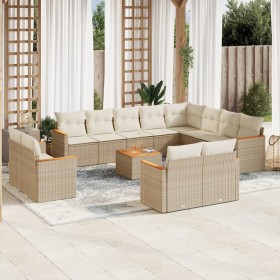 Gartensofa-Set mit Kissen, 13-teilig, beiges synthetisches Rattan von , Gartensets - Ref: Foro24-3226520, Preis: 1,00 €, Raba...