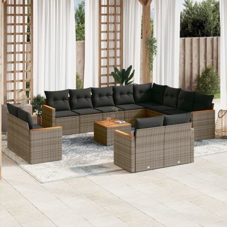 Gartensofa-Set mit Kissen, 13-teilig, graues synthetisches Rattan von , Gartensets - Ref: Foro24-3226522, Preis: 920,93 €, Ra...