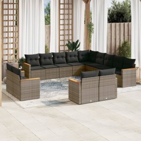 Gartensofa-Set mit Kissen, 13-teilig, graues synthetisches Rattan von , Gartensets - Ref: Foro24-3226529, Preis: 946,61 €, Ra...