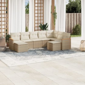 9-teiliges Gartensofa-Set mit beigen synthetischen Rattankissen von , Gartensets - Ref: Foro24-3226541, Preis: 681,99 €, Raba...