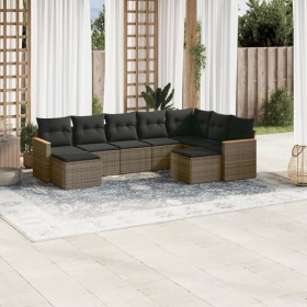 9-teiliges Gartenmöbel-Set und graue synthetische Rattankissen von , Gartensets - Ref: Foro24-3226543, Preis: 550,99 €, Rabat...