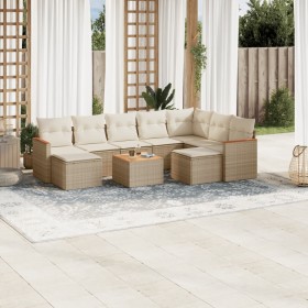 Gartensofa-Set mit beigen Kissen, 10-teilig, synthetisches Rattan von , Gartensets - Ref: Foro24-3226548, Preis: 736,38 €, Ra...