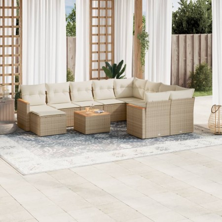 Set de sofás de jardín 11pzas con cojines ratán sintético beige de , Conjuntos de jardín - Ref: Foro24-3226562, Precio: 797,9...