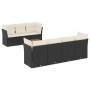 Gartensofa- und Kissenset 8-teilig aus schwarzem synthetischem Rattan von , Gartensets - Ref: Foro24-3255832, Preis: 469,99 €...