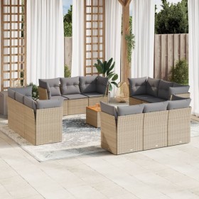 Gartensofa-Set mit beigem Kissenmix, 13-teilig, PE-Rattan von , Gartensets - Ref: Foro24-3255870, Preis: 976,99 €, Rabatt: %