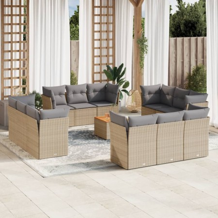 Garden sofa set with beige cushions mix 13 pieces PE rattan by , Garden sets - Ref: Foro24-3255870, Price: 976,99 €, Discount: %