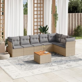 Gartensofa-Set mit beigem Kissenmix, 8-teilig aus PE-Rattan von , Gartensets - Ref: Foro24-3256010, Preis: 557,99 €, Rabatt: %