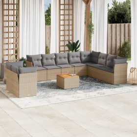 Gartensofa-Set mit beigem Kissenmix, 11-teilig aus PE-Rattan von , Gartensets - Ref: Foro24-3256052, Preis: 748,65 €, Rabatt: %