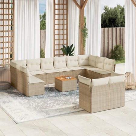 Garden sofa set with cushions 13 pieces beige synthetic rattan by , Garden sets - Ref: Foro24-3256247, Price: 1,00 €, Discoun...