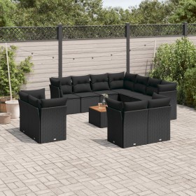 Gartensofa-Set 12-teilig mit schwarzen synthetischen Rattankissen von , Gartensets - Ref: Foro24-3256272, Preis: 909,67 €, Ra...