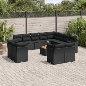 Garden sofa and cushion set 13 pieces black synthetic rattan by , Garden sets - Ref: Foro24-3256279, Price: 950,77 €, Discoun...