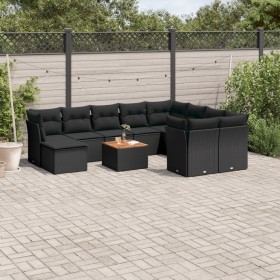 11-teilige Gartensofagarnitur und schwarze synthetische Rattankissen von , Gartensets - Ref: Foro24-3256300, Preis: 689,22 €,...