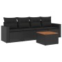 Set de muebles de jardín 5 pzas y cojines ratán sintético negro de , Conjuntos de jardín - Ref: Foro24-3256328, Precio: 357,5...