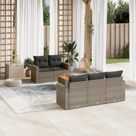 6-piece garden furniture set and gray synthetic rattan cushions by , Garden sets - Ref: Foro24-3256340, Price: 526,99 €, Disc...