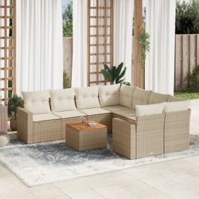 9-teiliges Gartensofa-Set mit beigen synthetischen Rattankissen von , Gartensets - Ref: Foro24-3256380, Preis: 706,99 €, Raba...