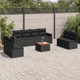 8-teiliges Gartensofa-Set und schwarze synthetische Rattankissen von , Gartensets - Ref: Foro24-3256412, Preis: 528,83 €, Rab...