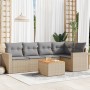 Gartensofa-Set mit beigem Kissenmix, 6-teilig, PE-Rattan von , Gartensets - Ref: Foro24-3256444, Preis: 461,41 €, Rabatt: %