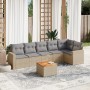 Gartensofa-Set mit beigem Kissenmix, 7-teilig aus PE-Rattan von , Gartensets - Ref: Foro24-3256465, Preis: 519,97 €, Rabatt: %