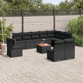 11-teilige Gartensofagarnitur und schwarze synthetische Rattankissen von , Gartensets - Ref: Foro24-3256503, Preis: 691,12 €,...