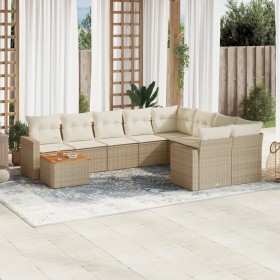 Gartensofa-Set mit beigen Kissen, 10-teilig, synthetisches Rattan von , Gartensets - Ref: Foro24-3256618, Preis: 768,99 €, Ra...