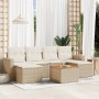 Set sofás de jardín 7 piezas y cojines ratán sintético beige de , Conjuntos de jardín - Ref: Foro24-3256576, Precio: 498,69 €...