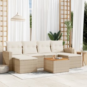 7-teiliges Gartensofa-Set und beige synthetische Rattankissen von , Gartensets - Ref: Foro24-3256576, Preis: 488,99 €, Rabatt: %